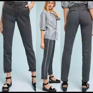 Anthropologie Chino Relaxed Tuxedo Stripe Trousers, Size 26